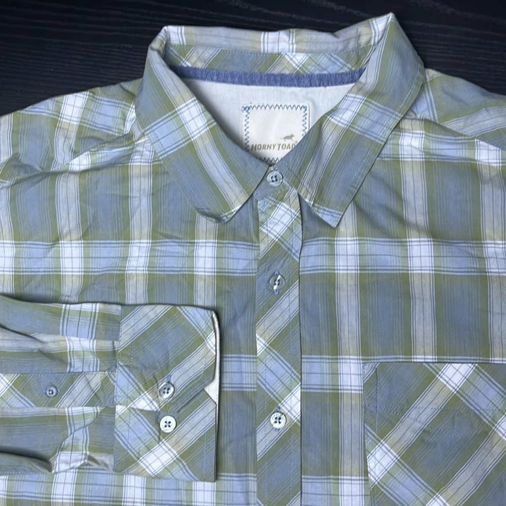 Horny Toad Mens XL Plaid Organic Cotton Blend Long Sleeve Button Down Shirt